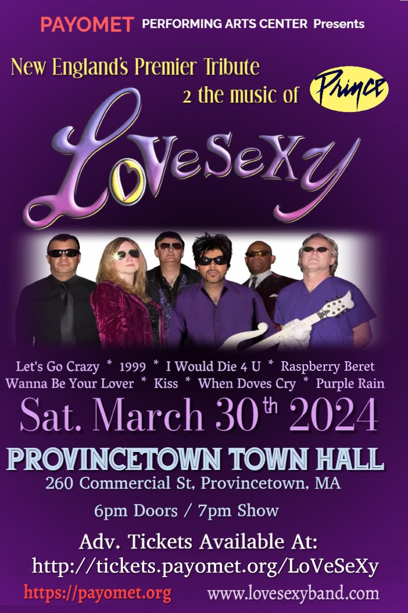 Cape Cod / Provincetown Prince fans! Get your tickets Now! tickets.payomet.org/LoVeSeXy