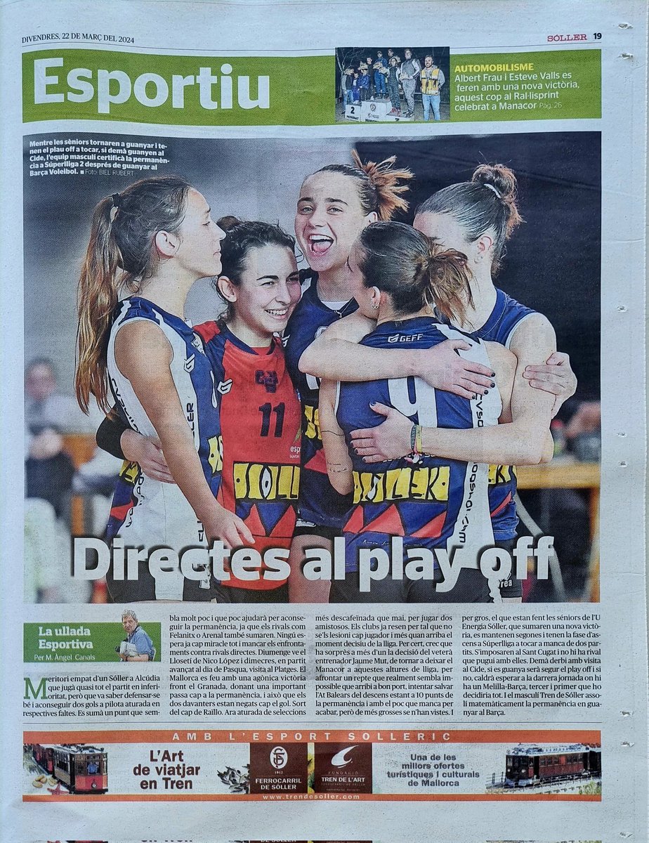 Gran portada en el @setmanarisoller del nostra equip femení de Superlliga II. 😍 @EBaseMallorca @esportsIB @EsportsSoller