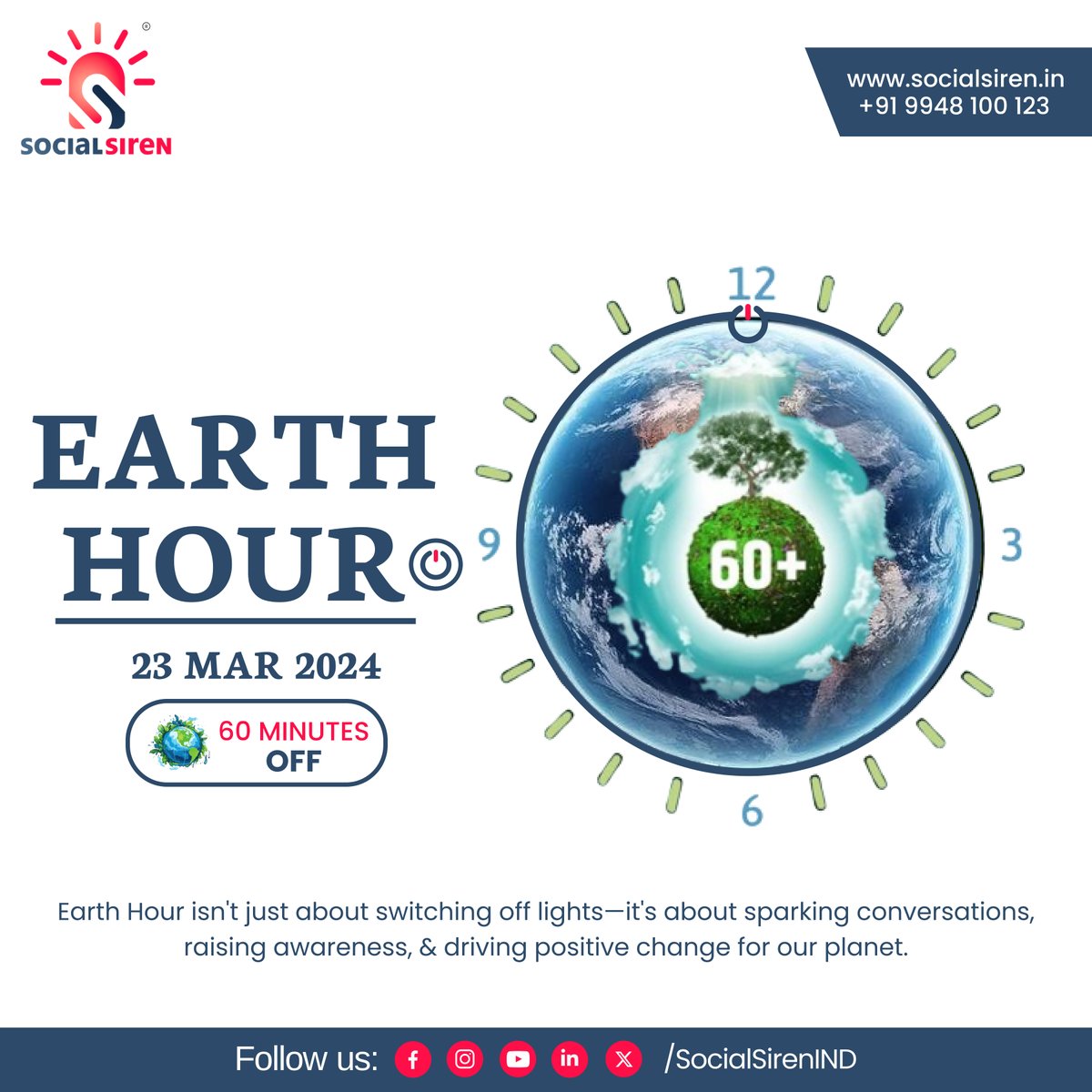 Promoting Global Environmental Consciousness Through Unity, Conservation, and Sustainable Action. #EarthHour #earth #earthday #earthporn #travel #EarthHourDay #earthhourindia #saveourearth #loveearth #savemotherearth 

#SocialSiren #DigitalMarketing #Advertising #Marketing #SMO