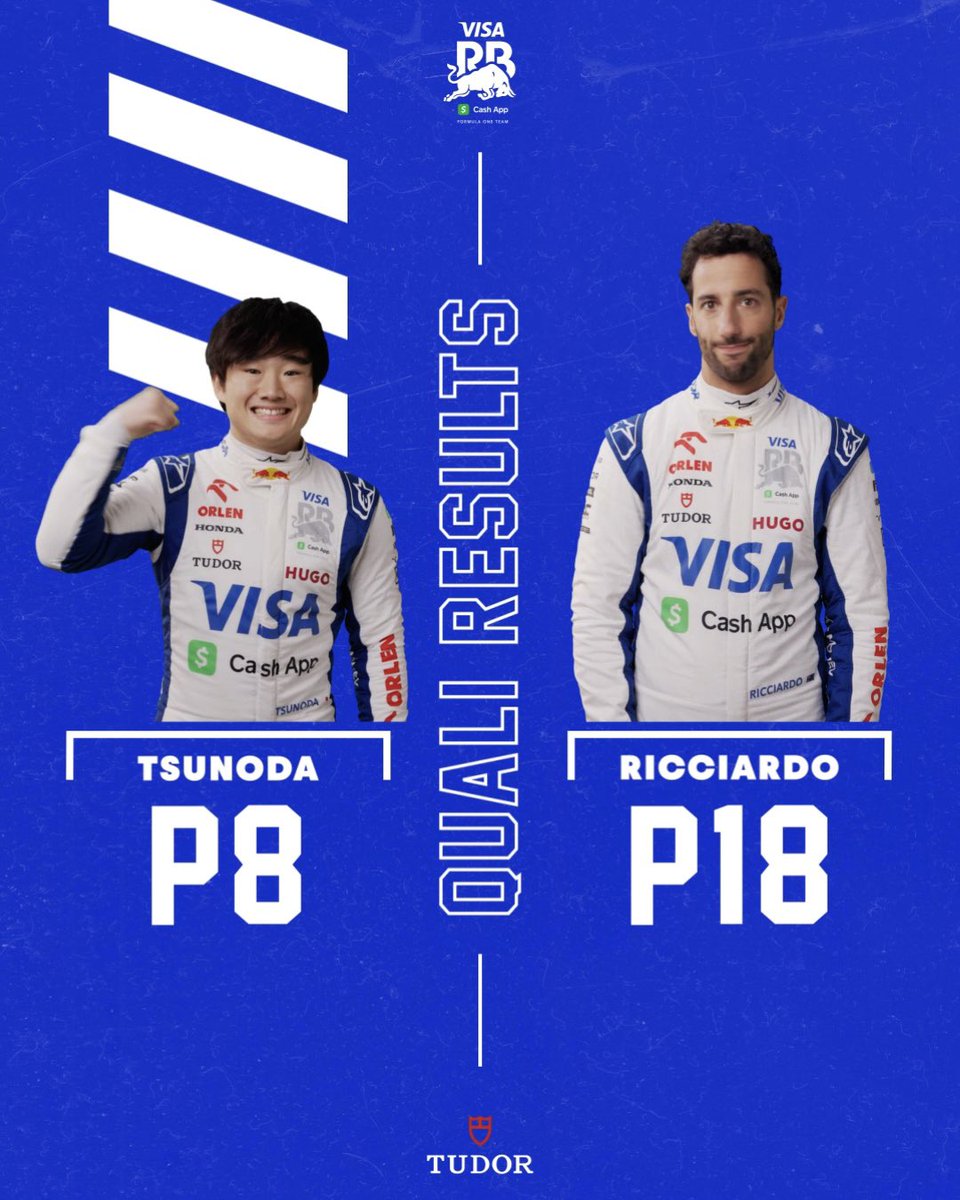 visacashapprb's tweet image. Mega quali for Yuki, and you already know Daniel will push to make some moves on Sunday 👊