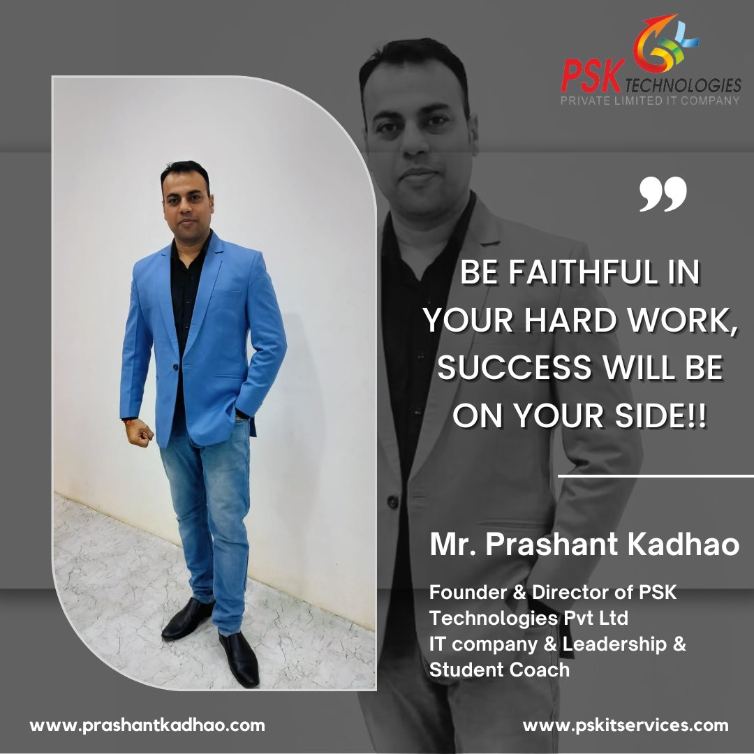 Be faithful in your hard work, success will be on your side!! . . #thoughts #pskitservices #motivationmonday #motivated #pskteam #nagpur #winners #motivationalspeaker