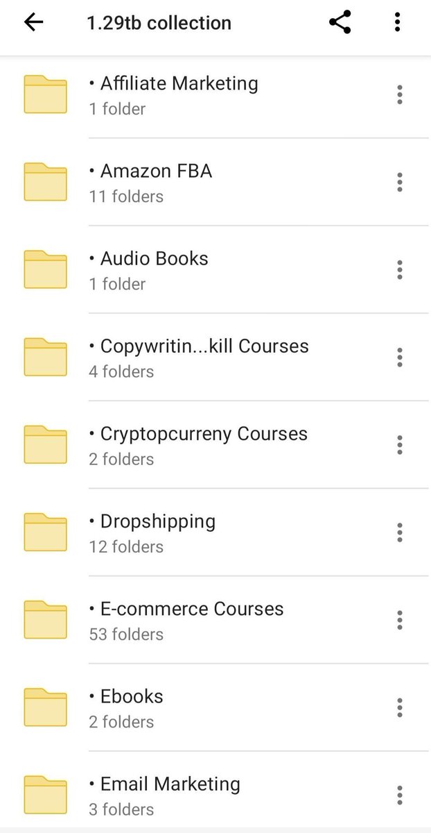 🔥 1TB (1250GB+) PAID COURSES 🔵 Affiliate Marketing 🟤Amazon FBA 🟣 Audio Books 🟠 Copy writing Skills 🔴 Crypto Currency 🙅🏿 Dropshipping 🔵 E-COMMERCE 🟤 Ebooksdvertising 🟣 Funnel Building 🟠 Google Adword 🔴 Instagram MARKETING 🙅🏿 Email Marketing 🔵 Facebook MARKETING 🟤