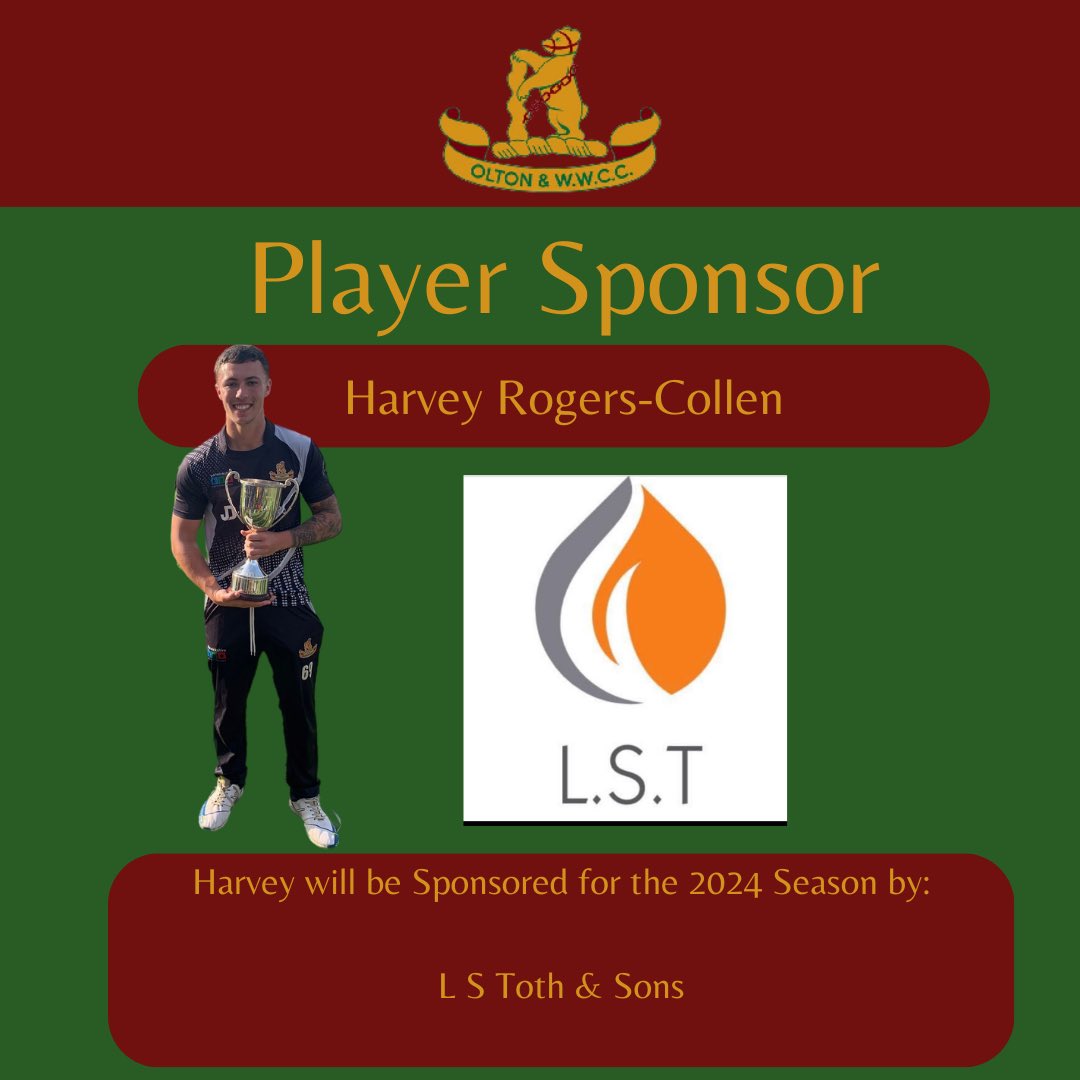 Player Sponsorship Announcement 📣 

Harvey Rogers-Collen will be sponsored for the 2024 Season by L S Toth & Sons 

#owwcc #playersponsor #cricket