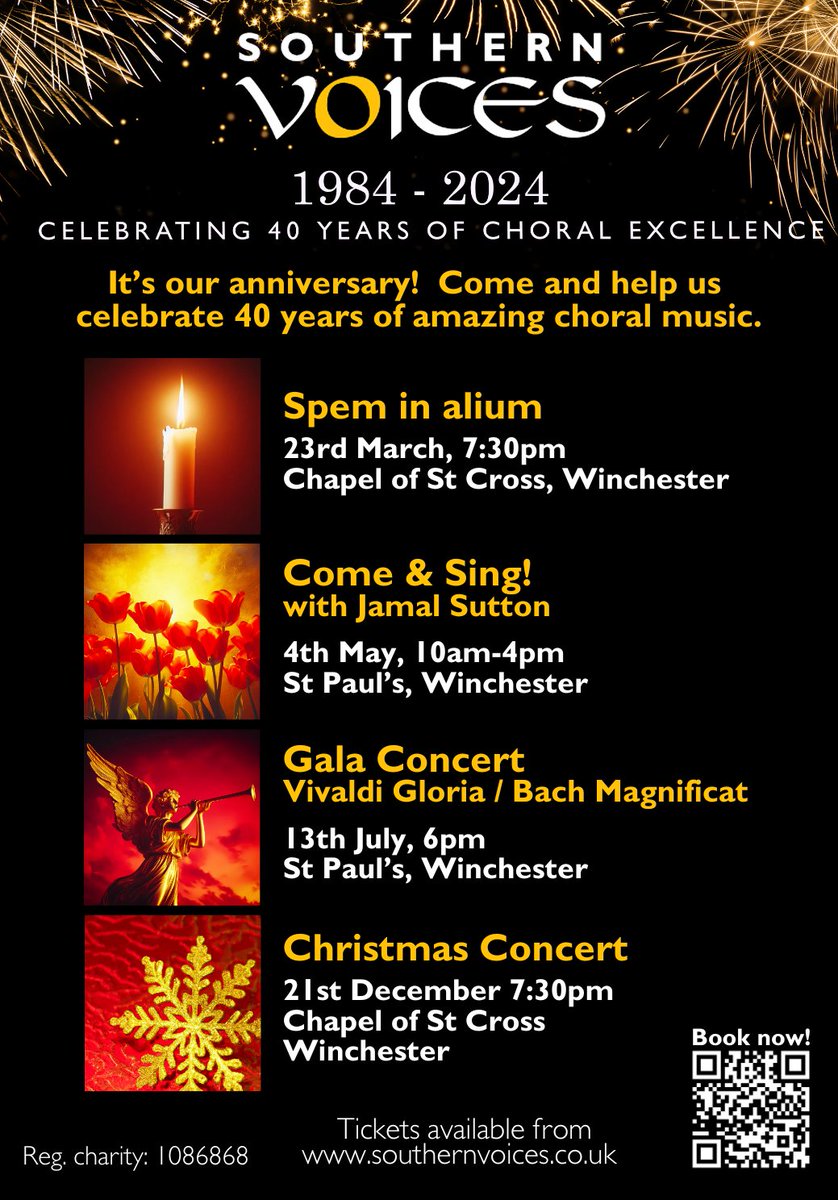 At last the day is here! We are so excited for tonight's concert <a href="/hospitalofstx/">Hospital of St Cross</a> with <a href="/jamal_sutton/">Jamal</a>  Don't forget we have other fabulous events to mark our #40thanniversary inc the chance to join us on May 4th! southernvoices.co.uk 
#concert #singing #choralmusic #celebrations