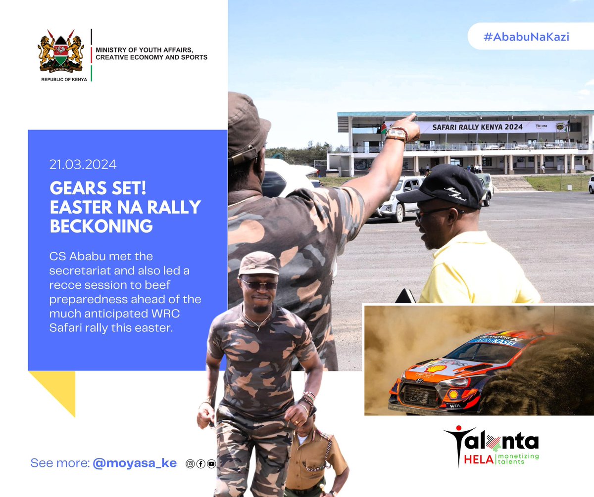 AbabuNamwamba's tweet image. Delivering The Plan..
#CSWeeklyRoundUP
Ababu Na Kazi 
Ministry of Sports