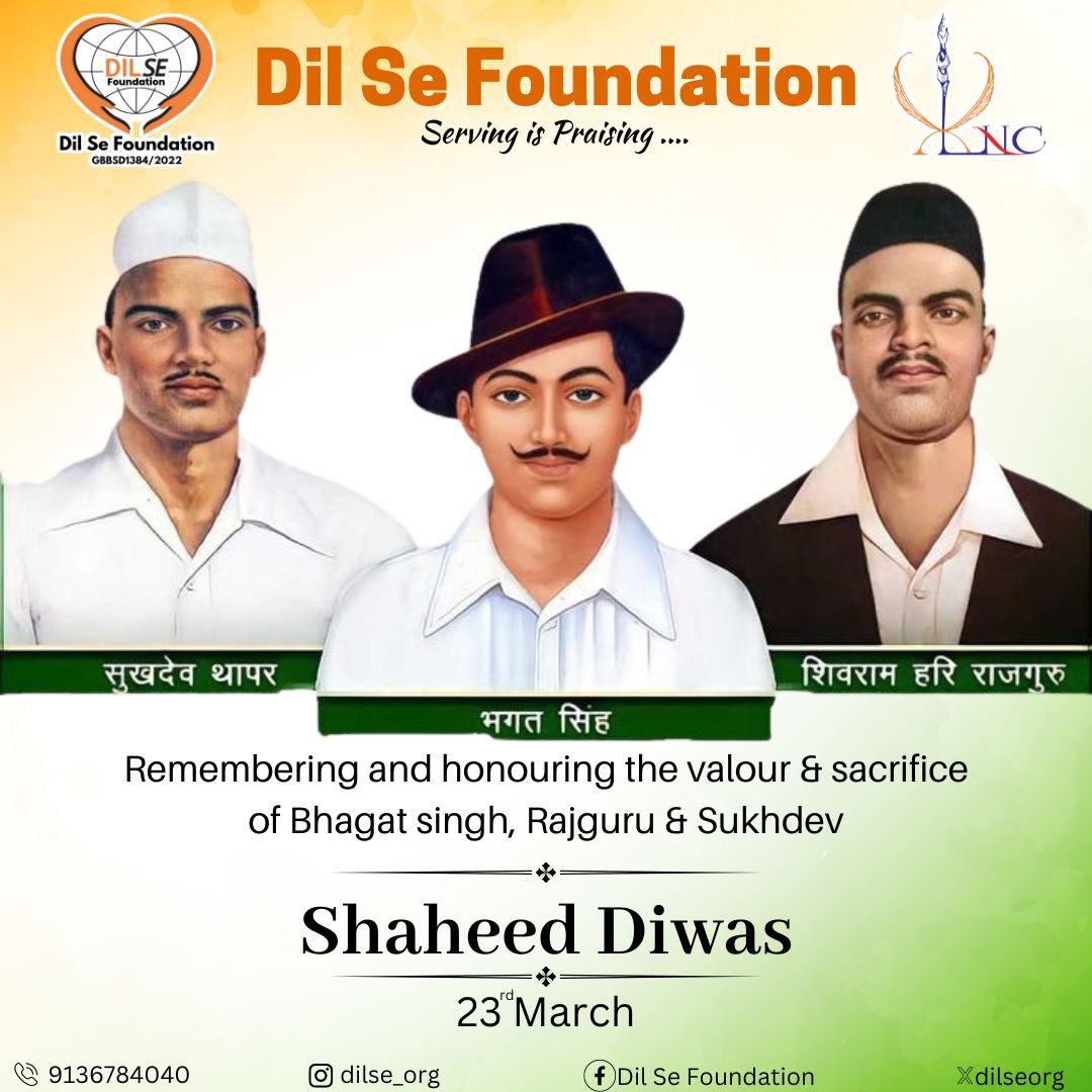 Shaheed Diwas - Honoring the sacrifice of Bhagat Singh, Shivaram Rajguru, and Sukhdev Thapar, who bravely stood against British colonialism for India’s freedom.Jai Hind🇮🇳 #shaheeddiwas🇮🇳 #shaheed_bhagat_singh #shaheedrajguru #shaheedsukhdev #shaheedforthenation #india #indian