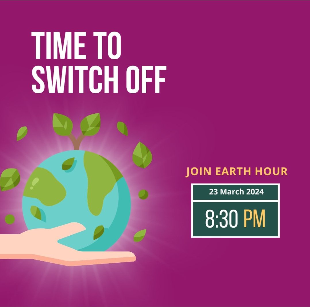 "Tonight, let's embrace the power of unity and conservation as we switch off our lights for #EarthHour. From 8:30pm to 9:30pm, let's illuminate the path to a brighter, sustainable future together! 🌍💡 #dayalbaghwayoflife