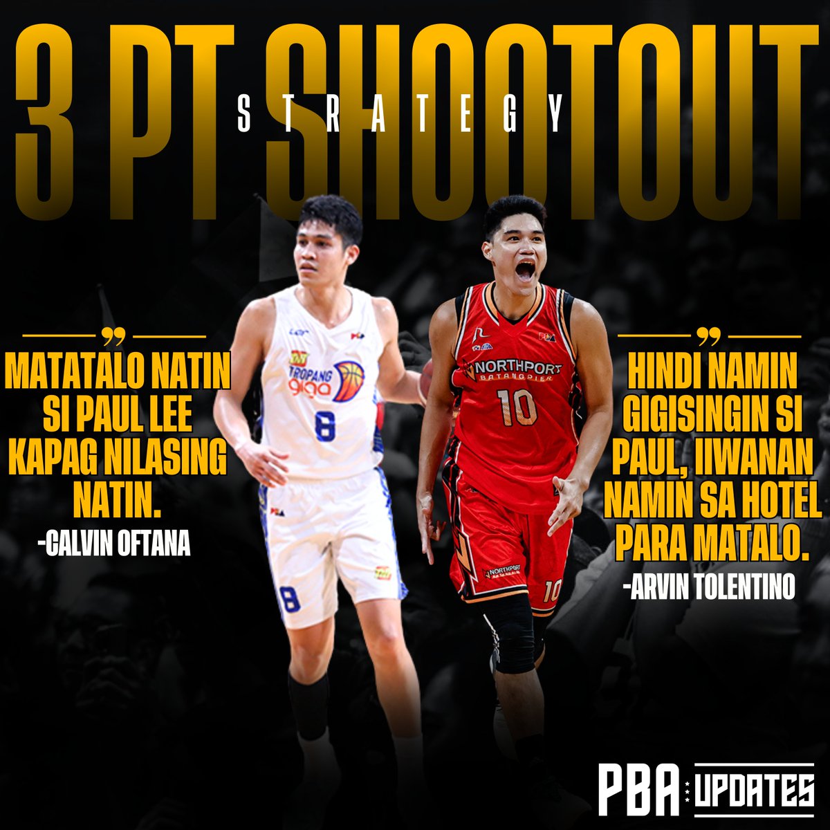 3 𝗣𝗧 𝗦𝗵𝗼𝗼𝘁𝗼𝘂𝘁 𝗞𝗶𝗻𝗴?

Kaninong Strategy ang maganda para matalo ang isang 3 PT Shootout King ng PBA?

Abangan sila sa #PBABacolodAllStar2024 Skills Competition @ 3PM!

Add extra excitement to your PBA? Register now: bit.ly/3Rv90ga

#PBAUpdates #PBA