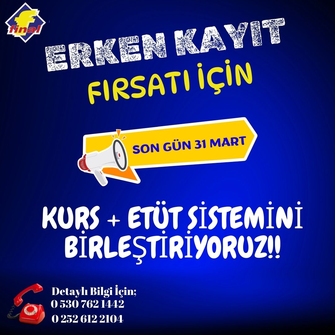 Kur ve Etüt Sistemini Birleştiriyoruz!!
Sen de aramıza katıl şampiyonların arasında adını yazdır 🤩🥳 
#fethiye #kursmerkezi #yks2024 #TYT #AYT