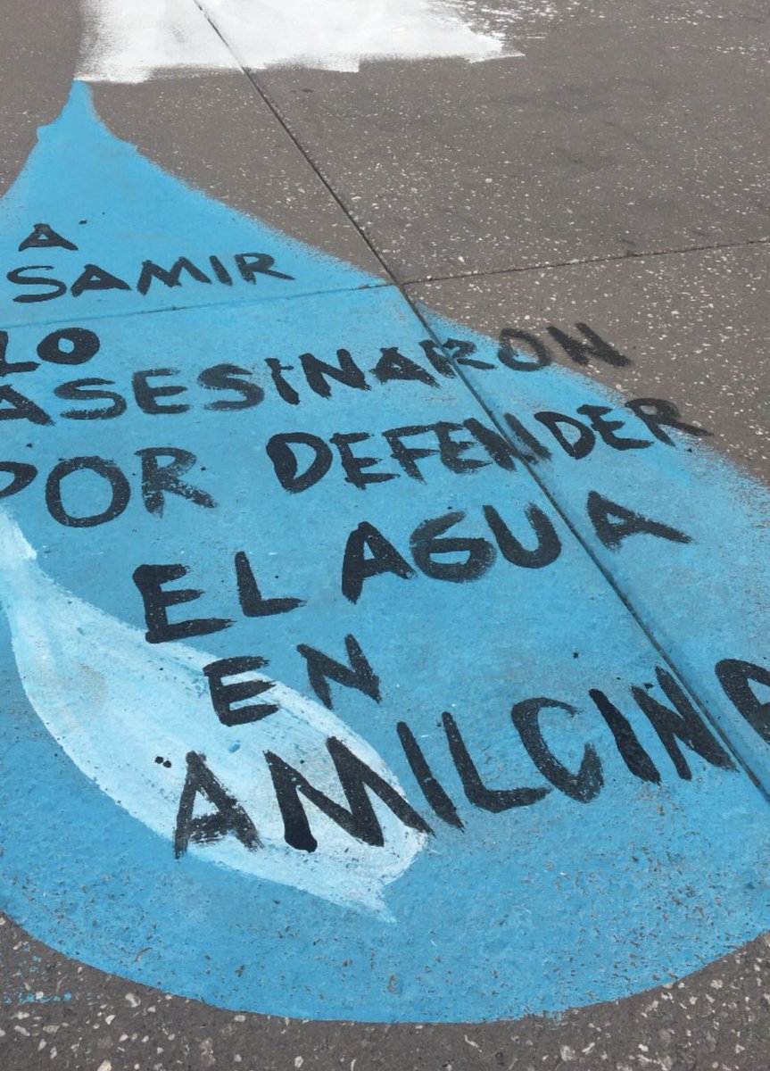 “Samir was killed for defending water in Amilcingo” seen in Mexico City. 💦✊🏿❤️🖤#WorldWaterDay