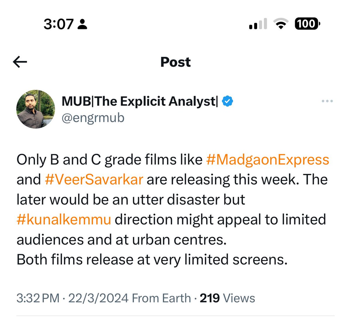 Already predicted that #MadgaonExpress will perform better than #VeerSavarkarInCinemasNow .
See below prediction and their first day business.