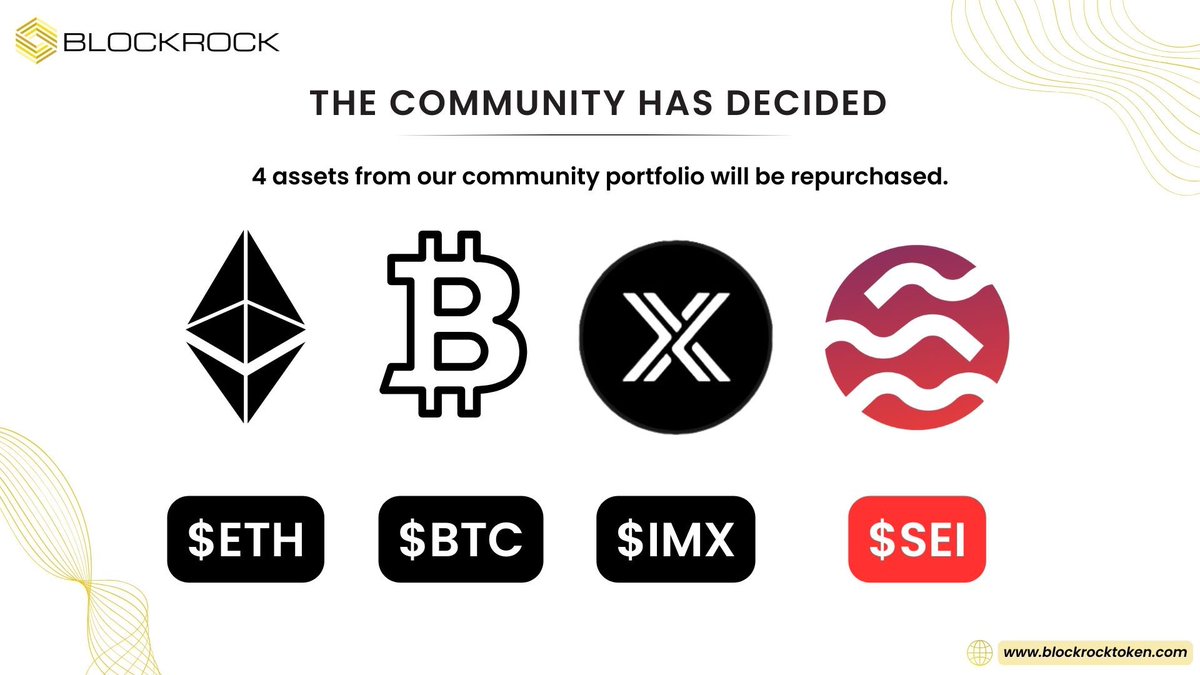 The community has decided 📢 In addition to $BTC and $ETH, $IMX and $SEI will be repurchased, these are already included in the BlockRock community portfolio! @SeiNetwork is the first sector-specific Layer 1 blockchain, specialized for trading to give exchanges an unfair