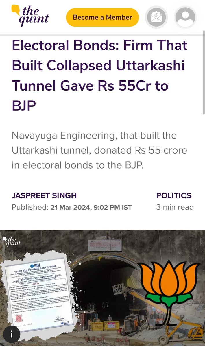 Navayuga Engineering Co Ltd, which built the UttarkashiTunnel which collapsed in 2023, trapping 41 workers, donated at least Rs 55 crore to the BJP in 2019 and 2022, as per the latest #ElectoralBond data released by the ECI.
#MoscowAttack #Russia #ISIS
#Moscow #MoscowTerrorAttack