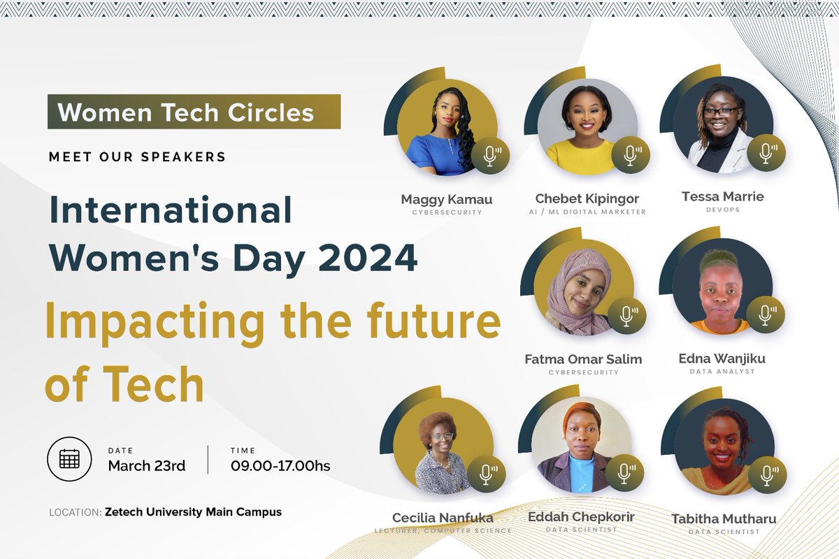 Women Tech Circles #WomenTechCircles (@womentcircles) on Twitter photo π₯ Behold, the extraordinary lineup of greatness at <a href="/ZetechUni/">Zetech University</a>:
π @fatmaomarsalim
π<a href="/shikotechgirl/">shikothetechgirl</a>
π‘ <a href="/ChebetKipingor/">Chebet Kipingor π«</a>
π <a href="/AngaraMarie/">Tessa Marie Angara</a>
π»  <a href="/nowmango/">Nanfuka</a>
π« <a href="/MutharuTabitha/">Tabitha mutharu</a>
π¬ <a href="/Edna4440/">Edna</a>
π₯ Eddah Chepkorir
Don't miss out! πͺ #Tech #WomenTechCircles #WomenInTech #TechEvents π₯ Behold, the extraordinary lineup of greatness at <a href="/ZetechUni/">Zetech University</a>:
π @fatmaomarsalim
π<a href="/shikotechgirl/">shikothetechgirl</a>
π‘ <a href="/ChebetKipingor/">Chebet Kipingor π«</a>
π <a href="/AngaraMarie/">Tessa Marie Angara</a>
π»  <a href="/nowmango/">Nanfuka</a>
π« <a href="/MutharuTabitha/">Tabitha mutharu</a>
π¬ <a href="/Edna4440/">Edna</a>
π₯ Eddah Chepkorir
Don't miss out! πͺ #Tech #WomenTechCircles #WomenInTech #TechEvents