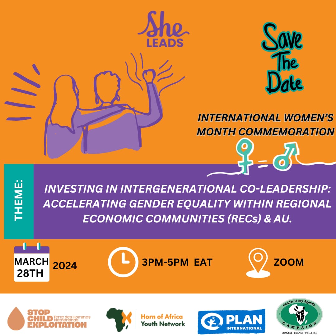 As International Women's month comes to an end, Join us in our commemoration by registering below 👇🏾 shorturl.at/abj38 #SheLeads #WomensMonth @HornofAYN @PlanAULiaison @GimacNetwork @tdhnl_africa @SheLeadsET