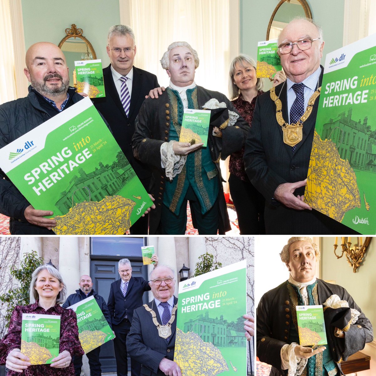 An Cathaoirleach, Denis O’Callaghan, chief executive Frank Curran launching the @dlrcc Spring into Heritage 2024 programme at Marlay House. • Free Guided Tours 🏰 • Free Heritage Talks 🗣️ • Free 3D virtual tours 🖥 Booking Via ➡️ webcloudone.com/dlrheritageeve…