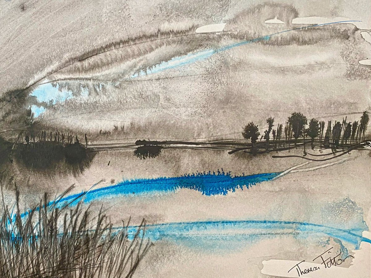 Still Winter Series. Ink. Last one in the series. Although the Sun is shining it’s very cold. Have a Fantastic Weekend #ArtistOnX #contemporaryart #INK #painting