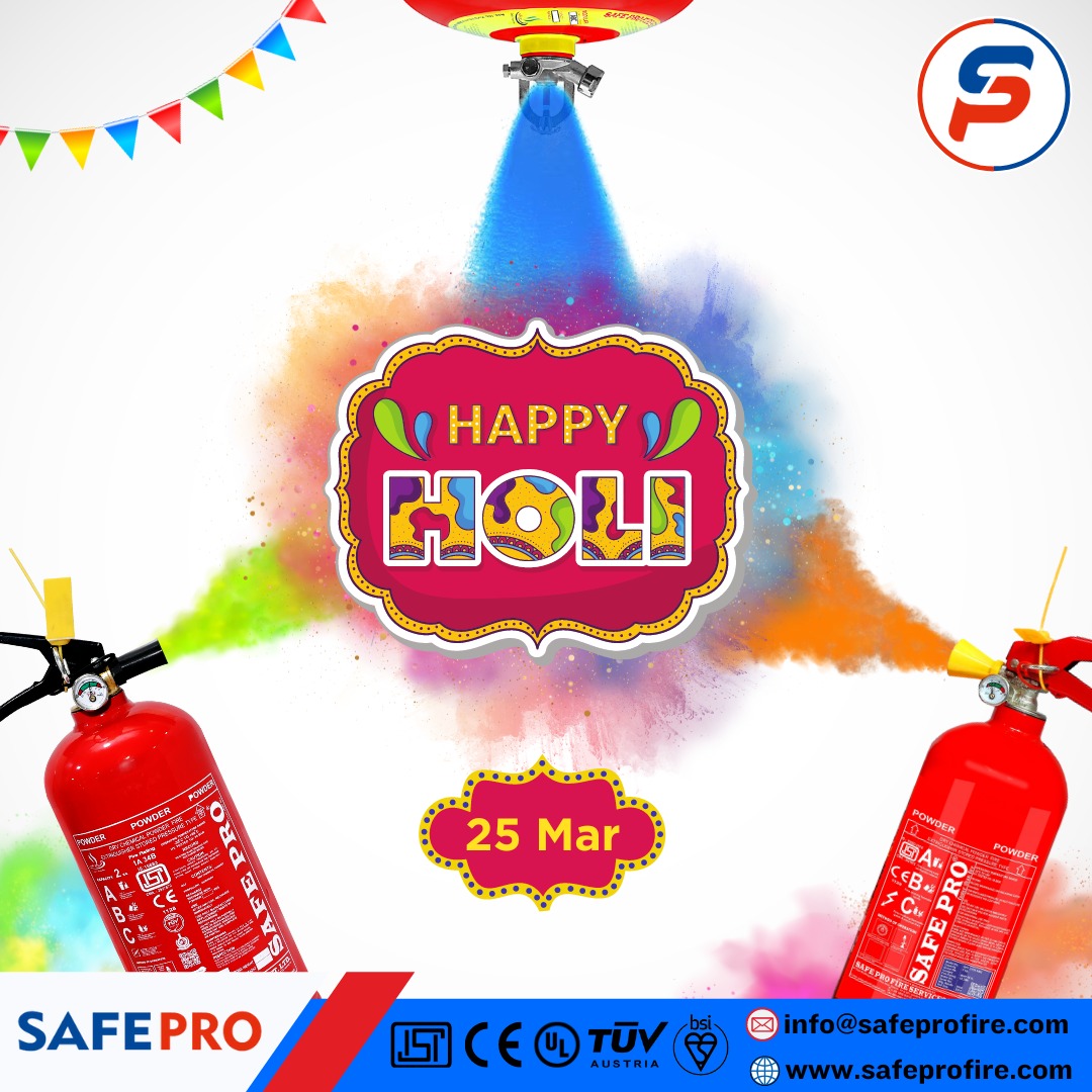 🔥✨ This Holi, let's paint the town safe! 🎨 Embrace the colors of joy responsibly with Safe Pro Fire Services Pvt Ltd. Wishing everyone a vibrant and fire-safe celebration filled with happiness and precautions. #HappyHoli #happyholi2024 #safepro #FireSafetyFirst