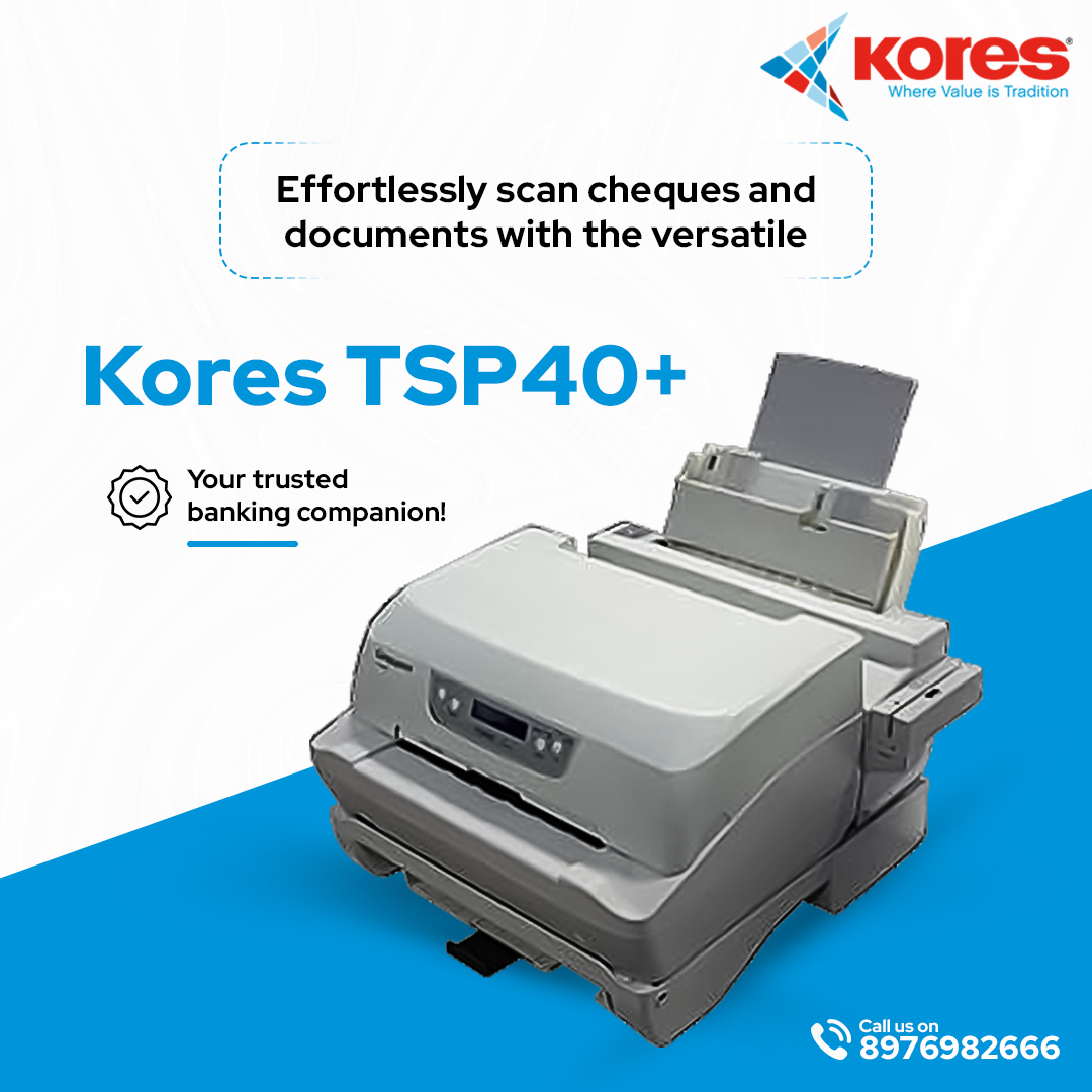 koresindia_ba's tweet image. The Kores TSP40+ is your go-to companion for effortlessly scanning cheques and documents. 

#TSP40plus #KoresTSP40plus #passbookprinter #chequescanner #korestechnology #bankinginnovation #BranchSolutions #automationsolution #koresindia #koresbusinessautomation