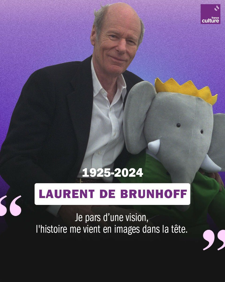franceculture's tweet photo. Laurent de Brunhoff, l’un des pères de Babar, est mort. Ce petit éléphant né en 1931, était droit sorti de l'esprit inventif et tendre de Cécile et de Jean de Brunhoff. Un héros sage qui a révolutionné la littérature enfantine. 
➡️ https://t.co/kXYOhTcMCK https://t.co/Vy1E2Rsors