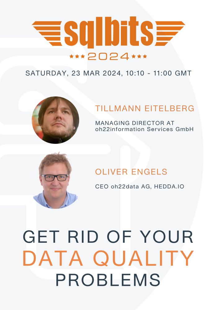 HeddaIo's tweet photo. In the dynamic data engineering field, top data quality is essential for smart decision-making and analytics. Today, Tillmann and Oliver will cover https://t.co/O0KfjDRnO3's integration, a solution for diverse data quality challenges. #HEDDAIO #SQLBits2024 #DataQuality https://t.co/2WanGY6xZZ