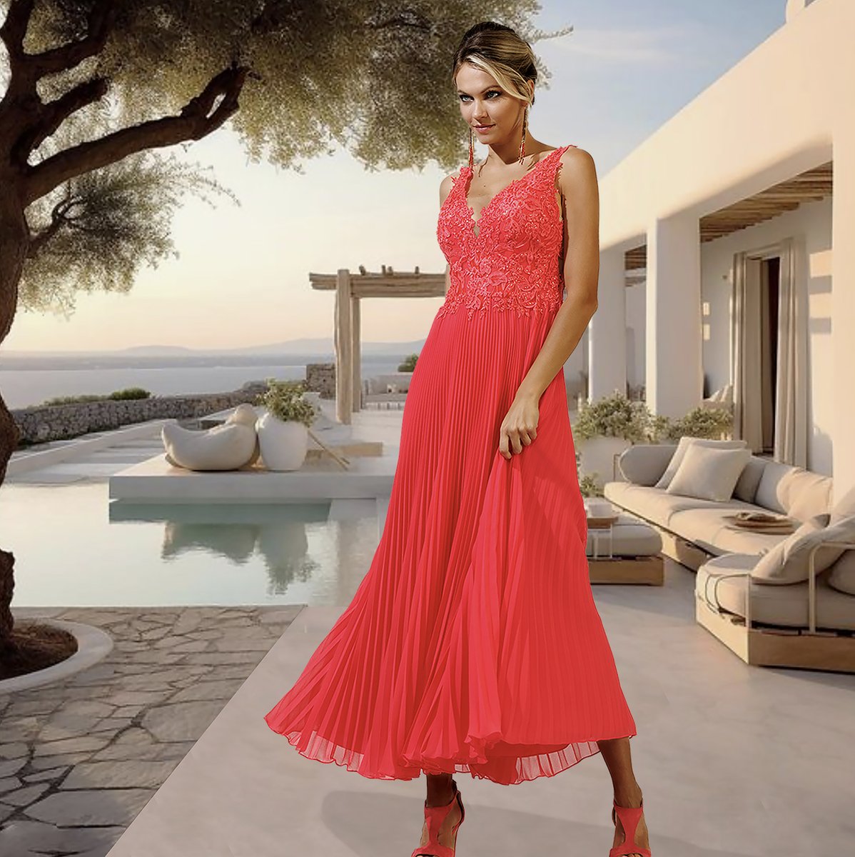 There is a shade of red for every woman

Stunning red long evening dress with a v-neck, lace bodice and a plissé skirt. 

#LineaRaffaelli #specialoccasionwear #weddingguest #plissékirt #occasionwear #cocktaildress #eveningdress #promdress #reddress #feestkleding #bruidsgasten