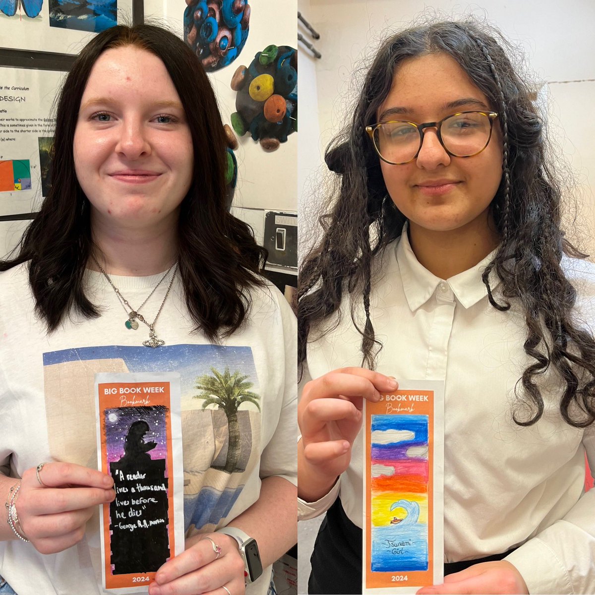 All week students have been designing bookmarks for our Big Book Week celebrations. Yesterday two winners were chosen by a panel of judges. Well done to Lilly Y10 and Duru Y7. All the best bookmarks will be available after Easter for anyone who’d like one. #readingforpleasure