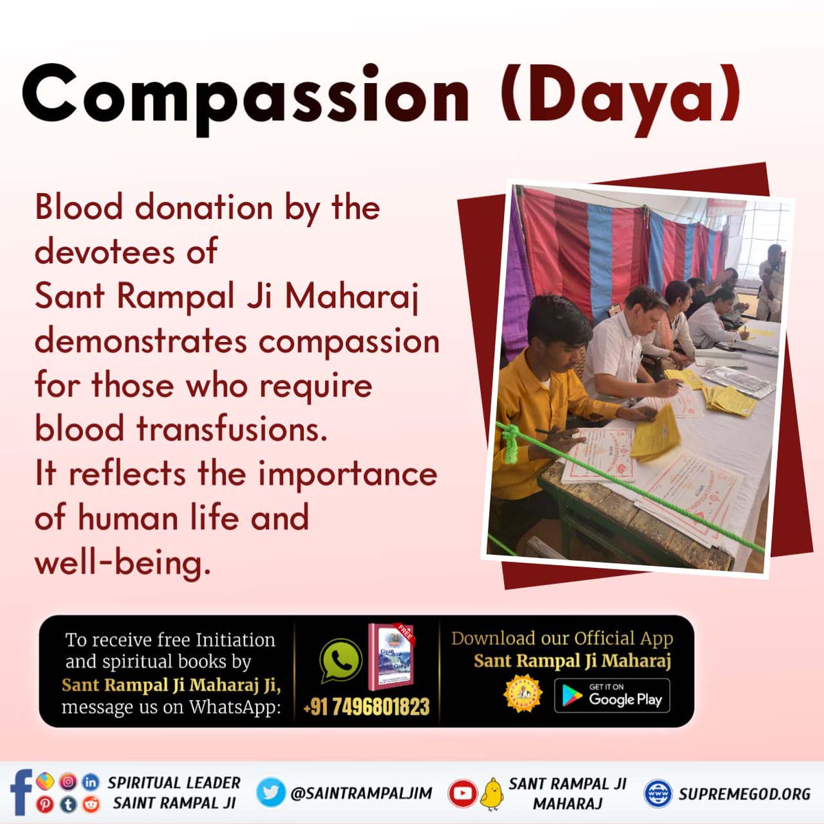 #SaveLives_DonateBlood Blood donation camps organized by the Devotees of Sant Rampal Ji Maharaj Strengthens community bonds: Organizing blood donation camps fosters a sense of unity and togetherness within the community. Followers Of Sant Rampal Ji