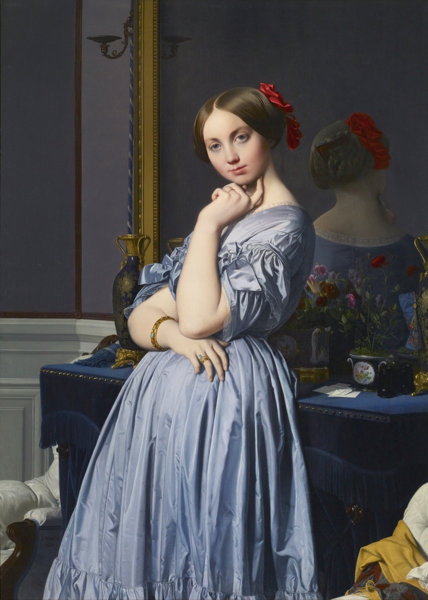 For the final week of #WomensHistoryMonth, we are looking back at our video series 'What's Her Story?' Watch now: bit.ly/3PMgg4C — Jean-Auguste-Dominique Ingres (1780–1867), Comtesse d'Haussonville, 1845, oil on canvas, The Frick Collection, New York