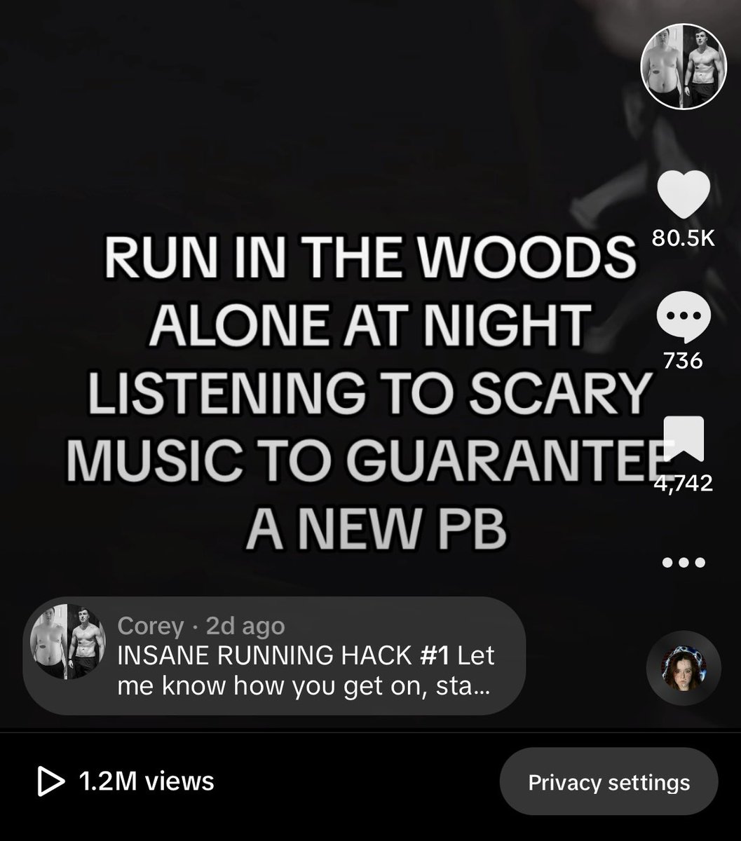 “How’s your little fitness page going?”

“Yeah not bad” 🫠