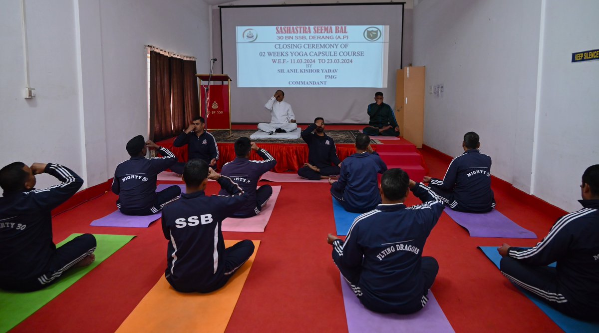 दिनांक 23/03/2024 को 30 वी वाहिनी के प्रांगण में चल रही प्रथम 2 सप्ताह का योग प्रशिक्षण पाठ्यक्रम का श्री अनिल किशोर यादव PMG, कमांडेंट 30 वी वाहिनी, दीरांग द्वारा समापन किया गया।