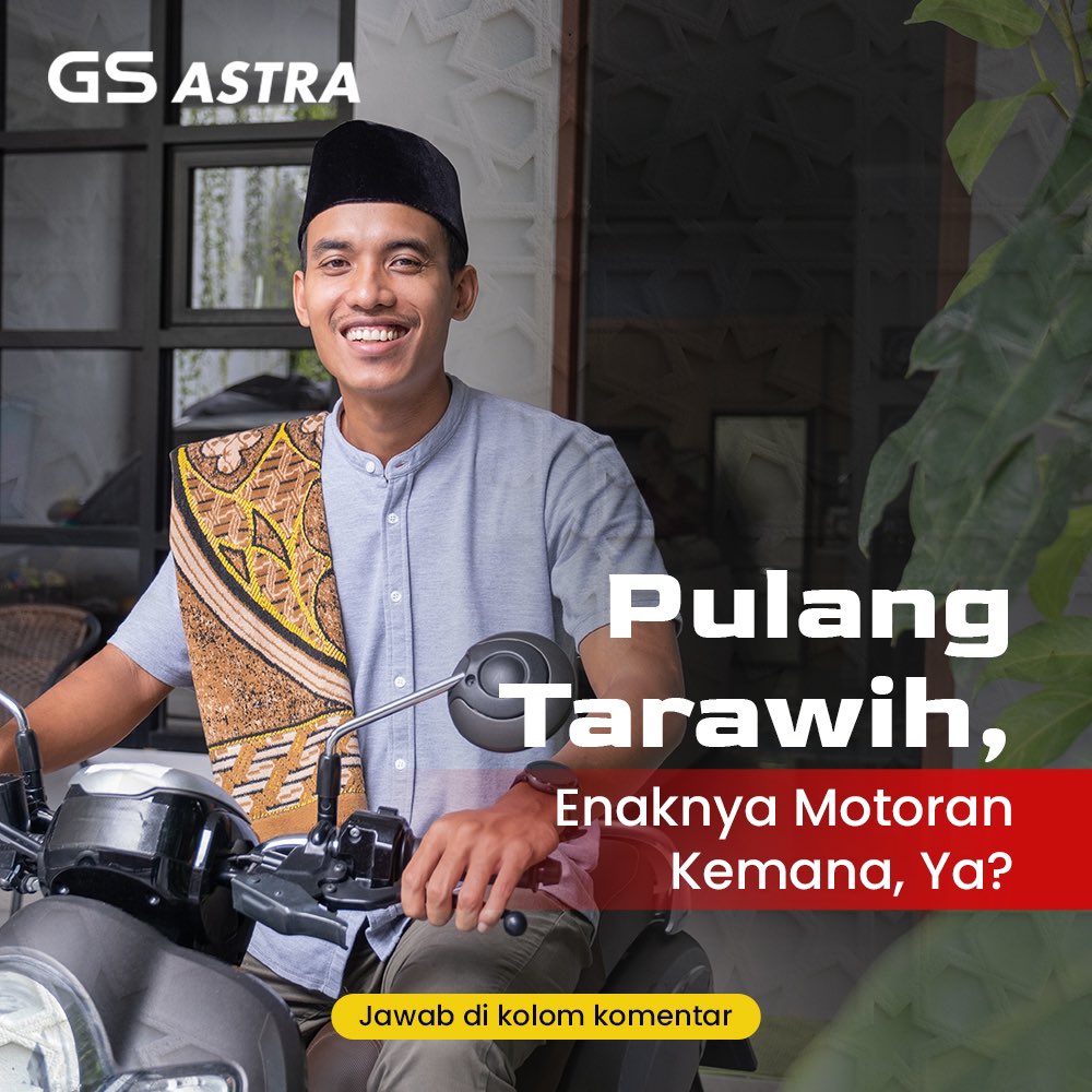 Ada yang suka keliling-keliling dulu nggak setelah tarawih?

Share jawaban kamu di kolom komentar, ya? Kalau mimin suka cari angin segar di malam Ramadan.

#GSAstra