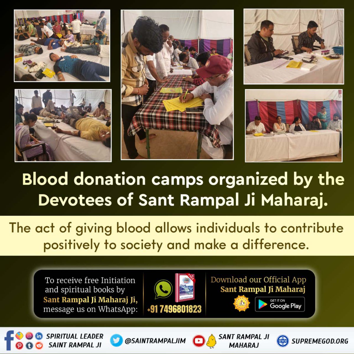 #SaveLives_DonateBlood Blood donation camps organized by the Devotees of Sant Rampal Ji Maharaj. The act of giving blood allows individuals to contribute positively to society and make a difference. Followers Of Sant Rampal Ji