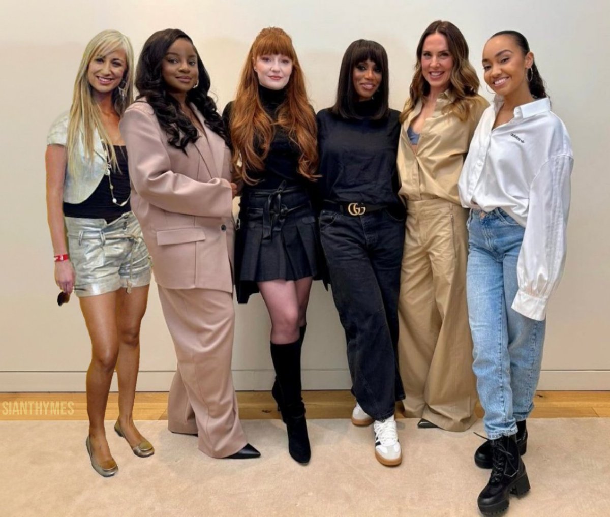 such a slay to see a member from each of the uk's most iconic girlbands be represented here. little mix, spice girls, all saints, girls aloud, sugababes and kandyfloss (with a k)