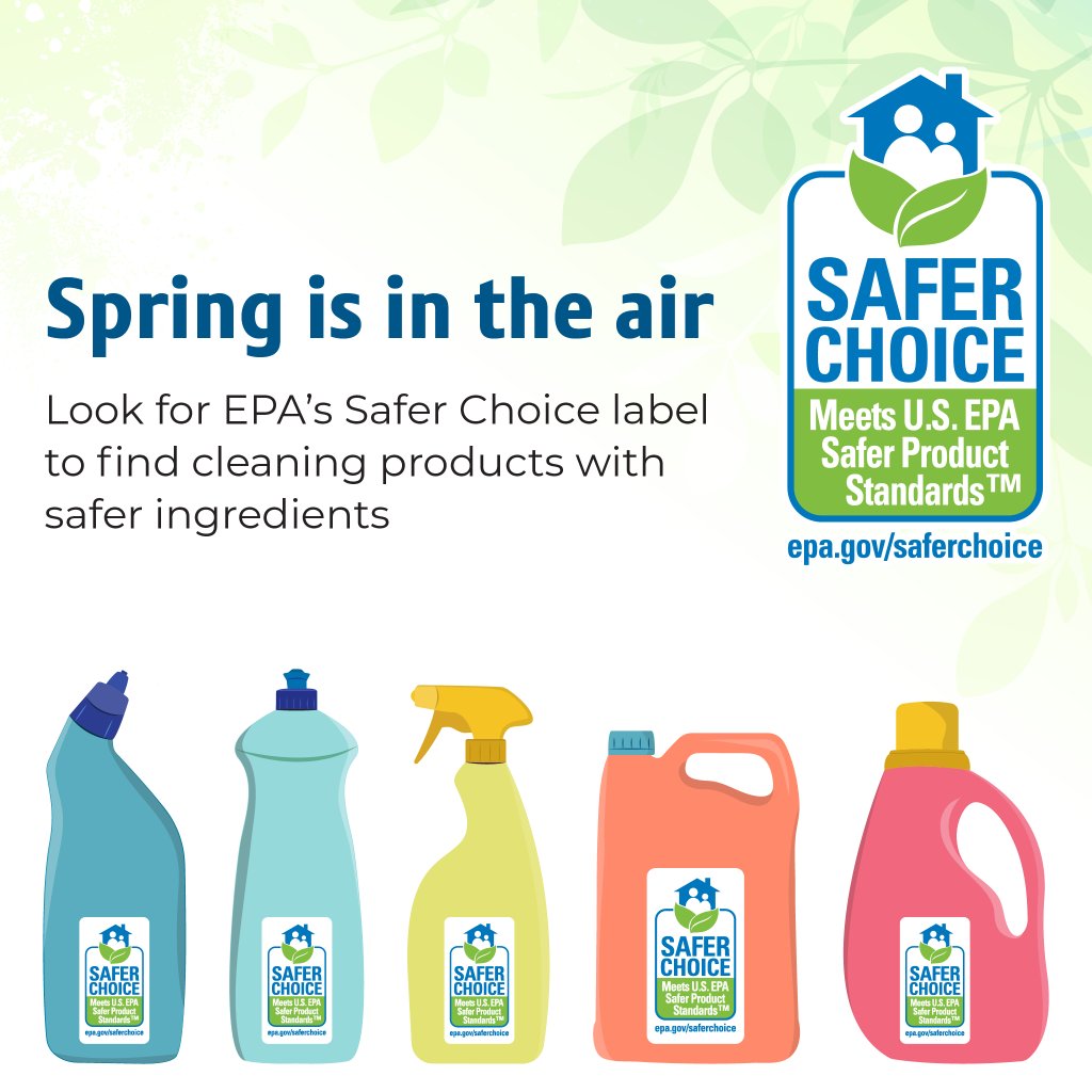 Consider #SaferSpringCleaning this year! Products with the #EPASaferChoice label can help you get the job done using safer ingredients! Learn more about the label: epa.gov/saferchoice/le…