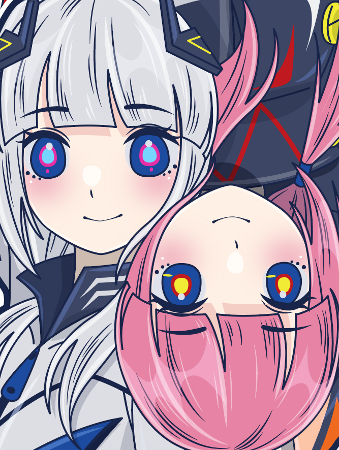 kaf (kamitsubaki studio) long hair looking at viewer blush smile blue eyes multiple girls hair ornament  illustration images