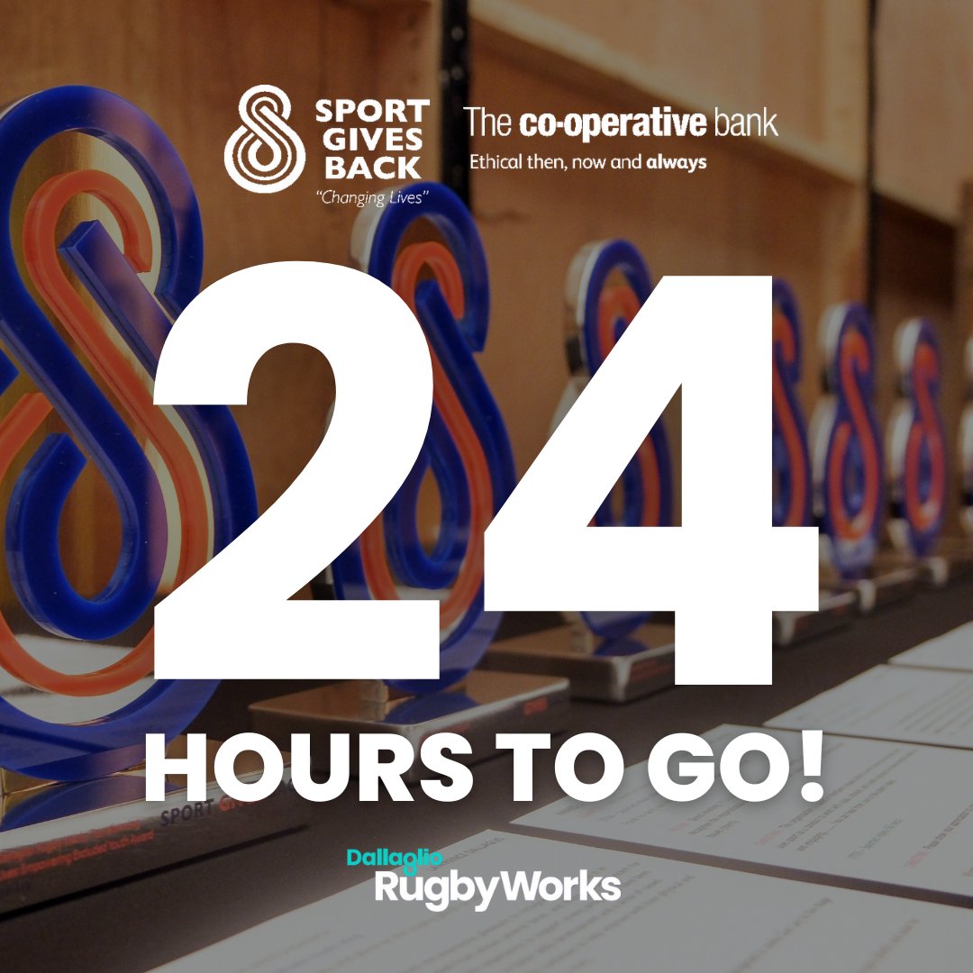 The countdown to the @SportGivesBack Awards (proudly sponsored by @CooperativeBank 💙) begins! Make sure to tune in to ITV1 tomorrow at 10:15PM to see our beloved @danley86 pick up his 'Transforming Lives: Empowering Excluded Youth' award, presented by @dallaglio8 himself! 🏆📺