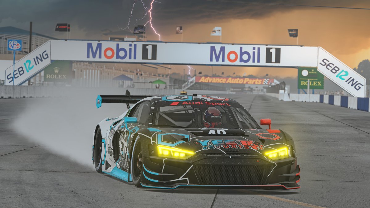 12h Sebring sind für uns gestartet.
Nils hat das Quali und den Start übernommen und liegt nach 15min auf P7 bei de GT3's
Verfolgt das Rennen hier:
twitch.tv/hc_dizee
oder
twitch.tv/error4044

#YEET #simracing #Audi #iRacing #12hSebring