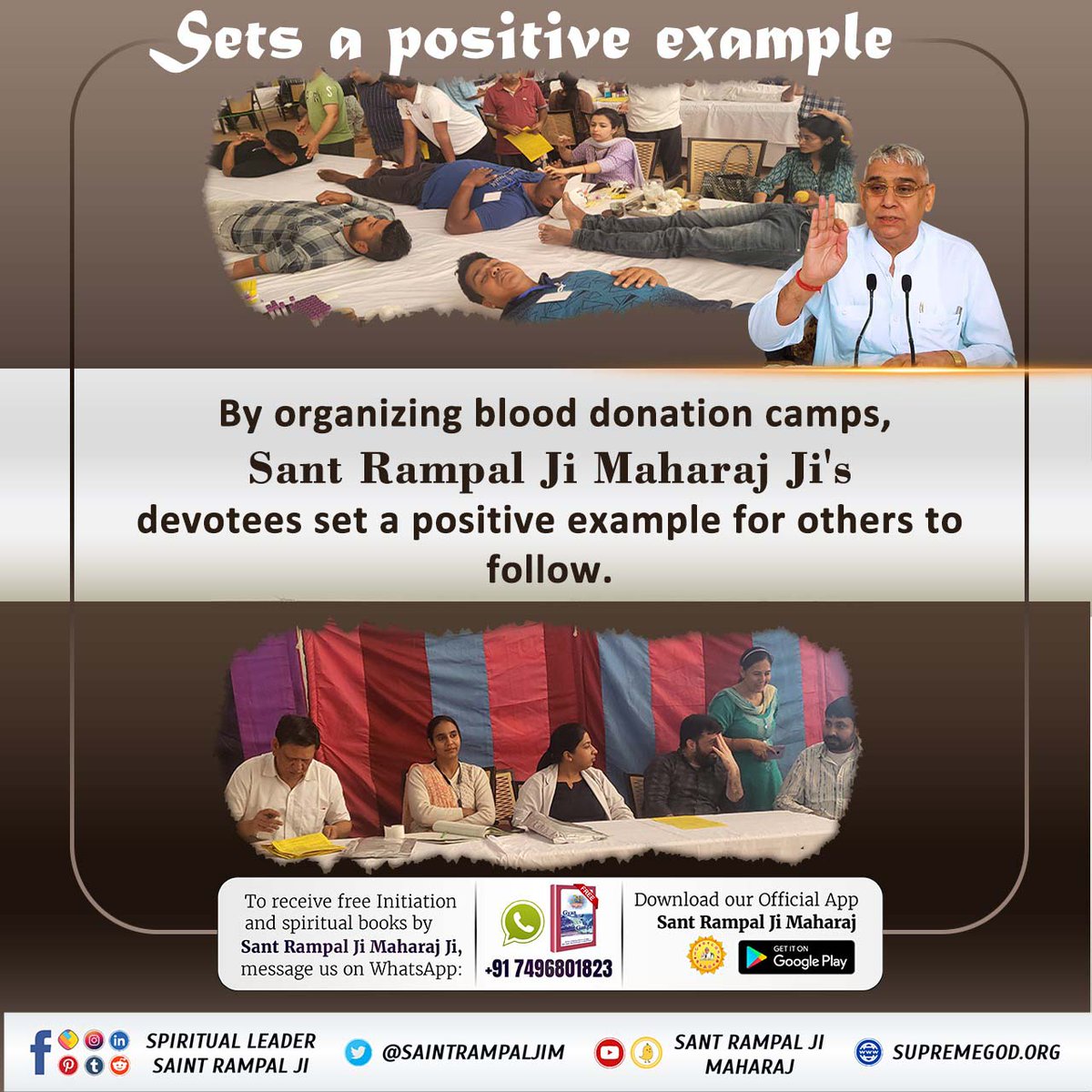 #SaveLives_DonateBlood 🤷‍♂️Sets a positive example By organizing blood donation camps, Sant Rampal Ji Maharaj Ji's devotees set a positive example for others to follow. Followers Of Sant Rampal Ji