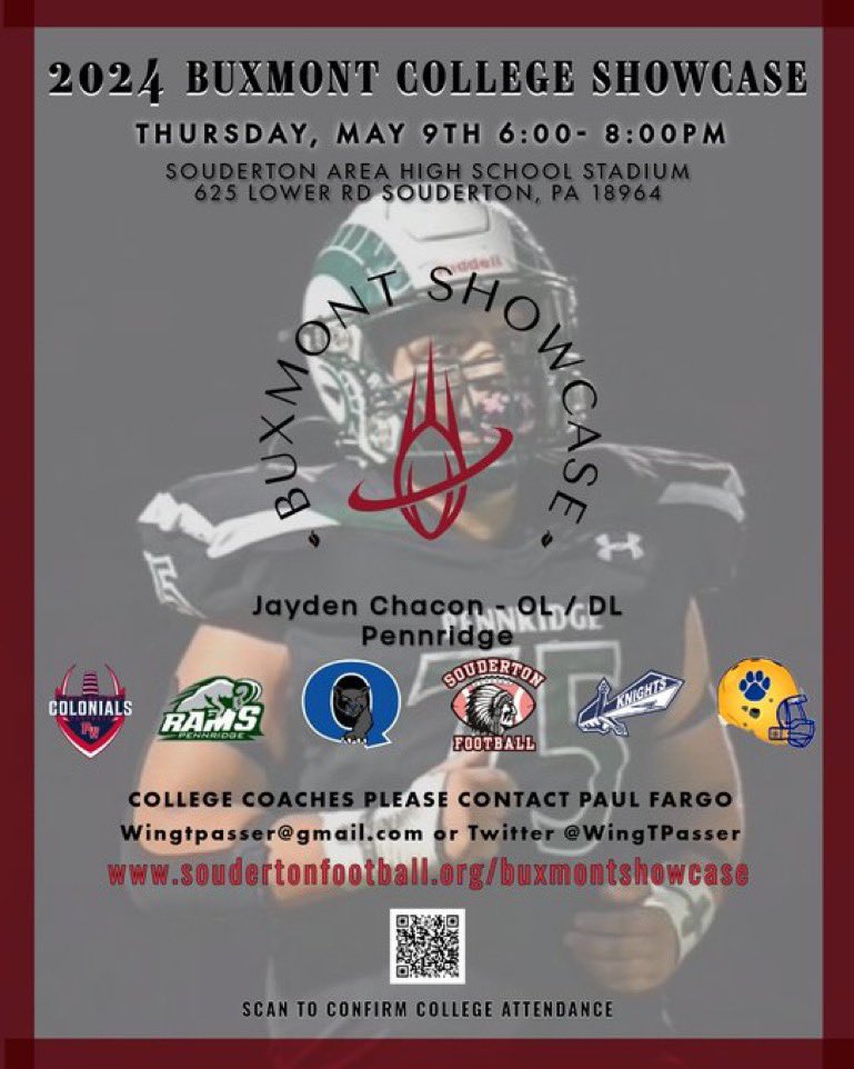I will  be attending the   #BuxmontShowcase on May 9th! Looking forwarding to displaying my talents with other athletes in the area! <a href="/PHS_RAMSFB/">Pennridge Football</a> <a href="/Coach_Beller/">Coach Beller</a> <a href="/WingTPasser/">Paul Fargo 🔴⚪️🏈🏆</a>