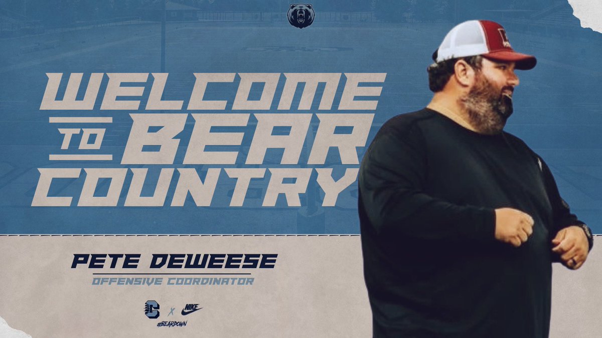 Bear country is excited to welcome Pete DeWeese as the new Offensive Coordinator! @CoachDeWeese @CoachJones_CHS @GeorgiaFBScoop