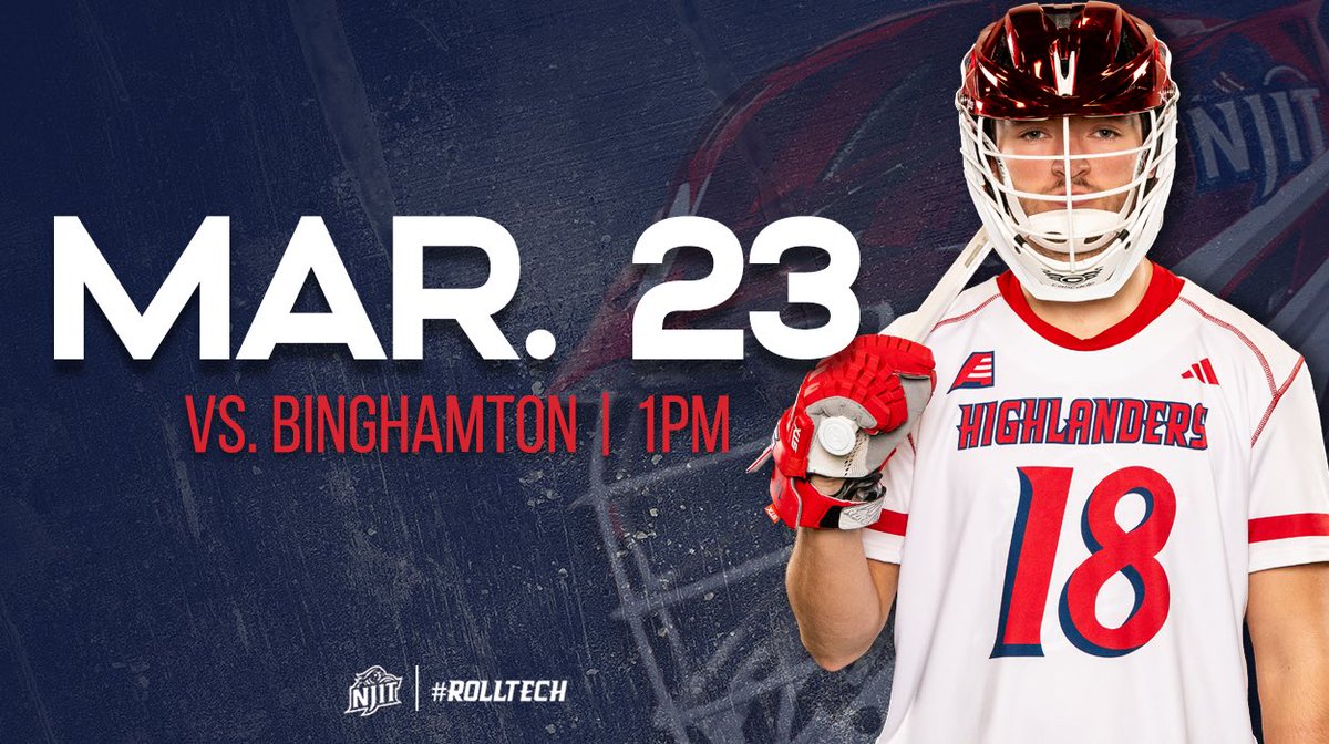 America East Gameday‼️ 🎯 Binghamton ⌚️ 1 PM 📍Newark, NJ 🏟️ Lubetkin Field at Mal Simon Stadium 🔗 NJITHighlanders.com 📺 americaeast.com/watch/default.… #RollTech I #AEMLAX I #OGT