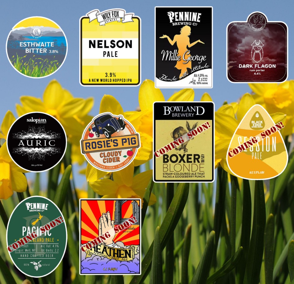 Our Saturday starting line-up has these on for you to enjoy today. We are open from 2pm - 9pm if you fancy calling in to try them out. Cheers! @loweswatergold @WilyFoxBrewery @PennineBrewing @SalopianBrewery @LiverpoolCAMRA #RealAleFinder