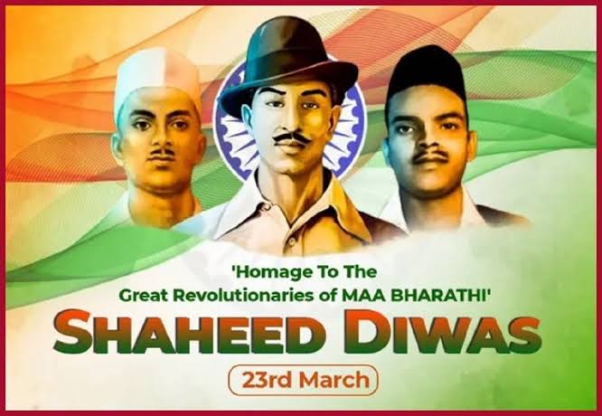 Let's pay tribute to the unparalleled bravery and selflessness of Bhagat Singh, Shivaram Rajguru, and Sukhdev Thapar, who made the ultimate sacrifice for our nation's freedom 🇮🇳. #ShaheedDiwas #India #RememberingHeroes