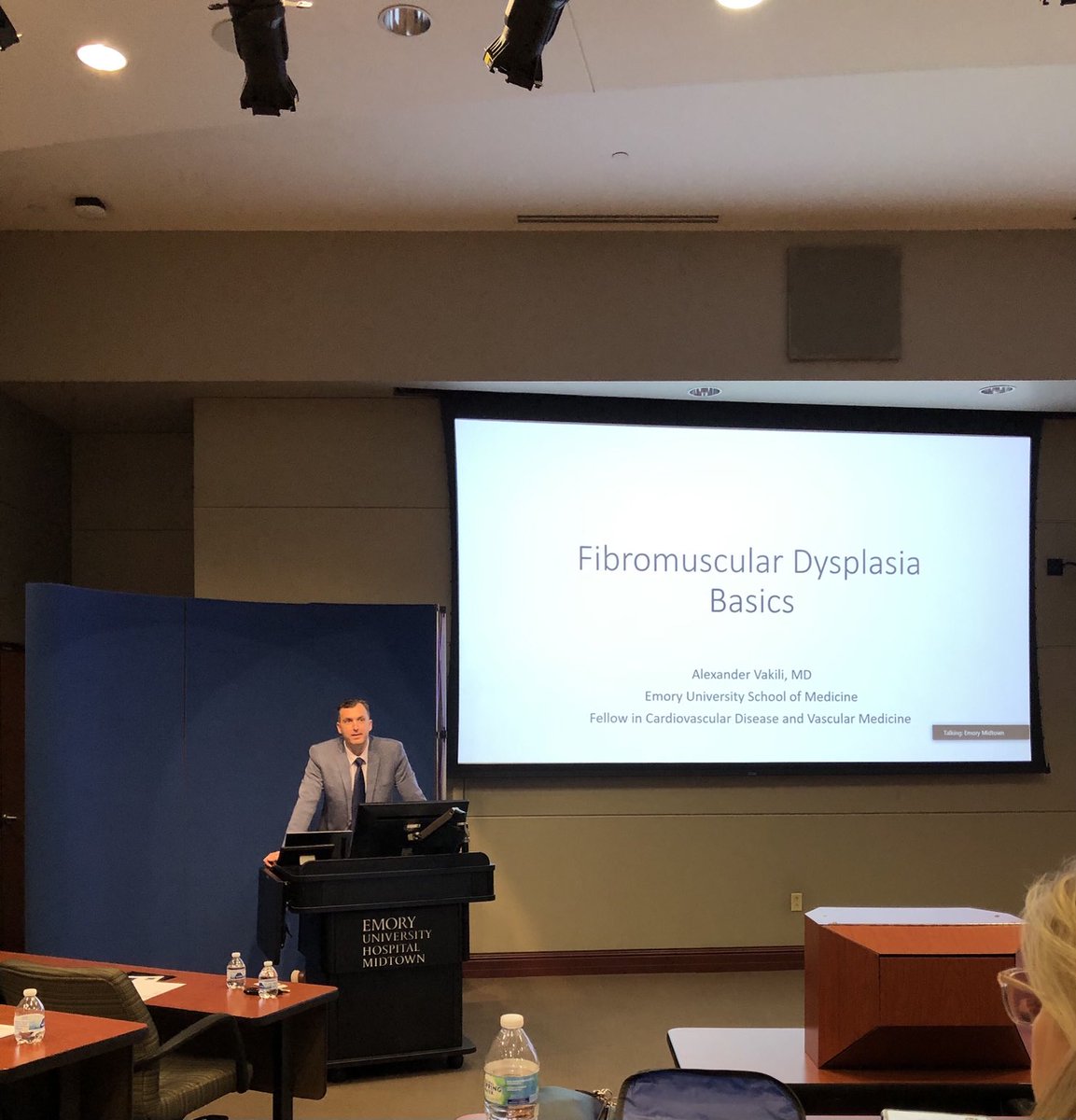Dr. ⁦@wellsbryanj⁩ gives opening remarks at ⁦@emoryheartmid⁩ #FMD and #SCAD Symposium