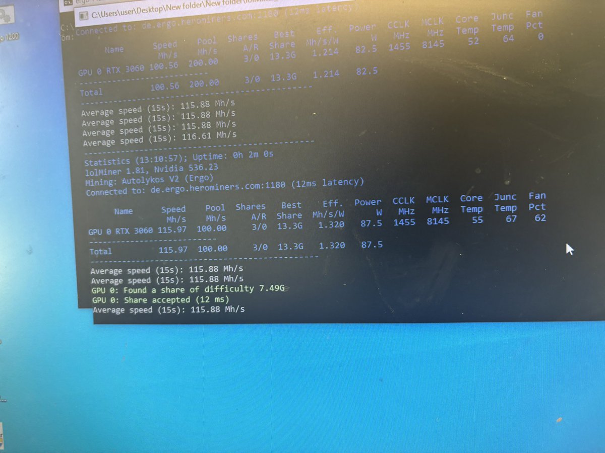 Today’s heart transplant. RTX 3060 crashing, black screening. After successful heart transplant she’s joining my #ERGO mining farm

Hail to #ERGO 🫡🫡