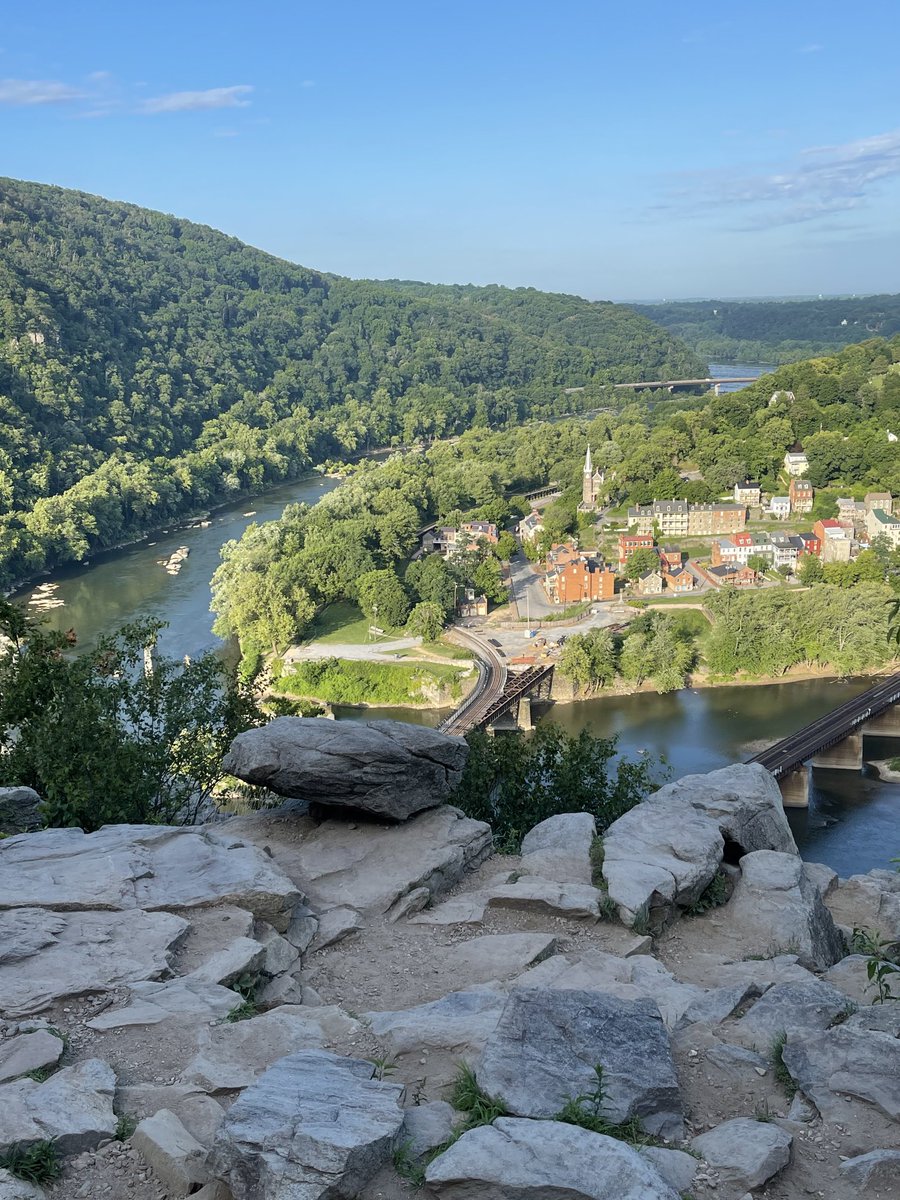 View of historic Harpers Ferry, WV from Maryland Heights! Disappointed that today’s hike to the top with the Antietam ambassadors was postponed because of rain, but this is what it looks like from the heights on a good, clear day. Incredible sight!