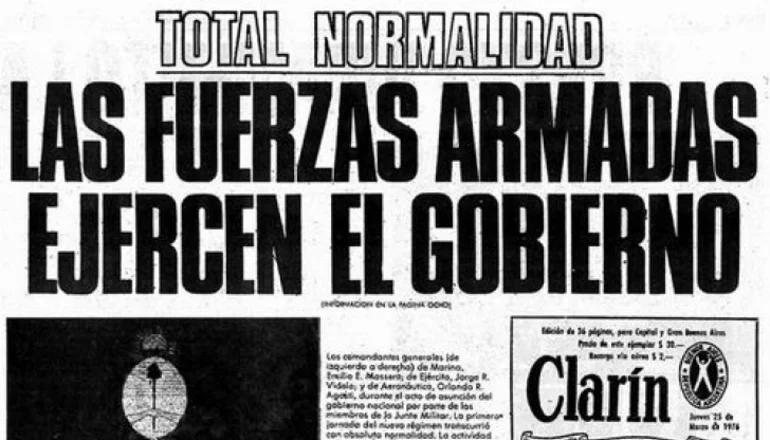 LA DICTADURA FUE CÍVICO MILITAR Vea la tapa de CLARÍN el día nefasto Le permitió al diario ROBAR PAPEL PRENSA Junto a La Nación y La Razón Fue bajo tortura a la familia GRAIVER PAPALEO Desde entonces construyó un IMPERIO Teniendo el MONOPOLIO del papel EXTORSIONÓ Y COMPRÓ A TODOS