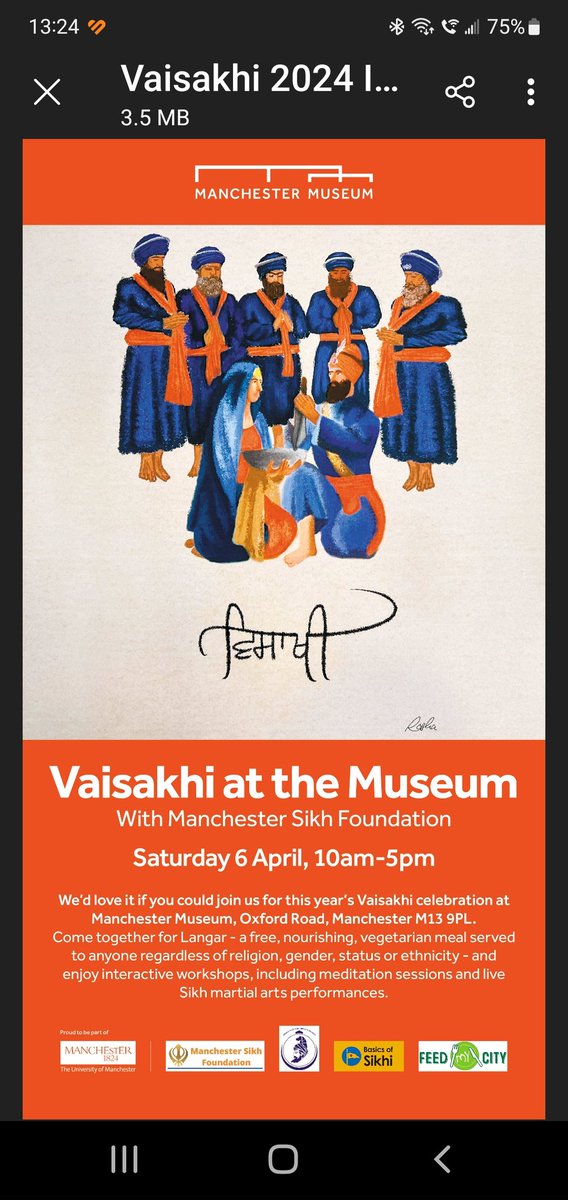 Manchester Sikh Foundation in partnership the @McrMuseum will be celebrating #Sikh religious festival of Vaisakhi on Sat 06.04.24 from 10am to 5pm #everyone welcome! @everythings_13 @SikhPA @shrg_ngo @citysikhs @DrJasjitSingh @adsranghar @TanDhesi @RaviSinghKA @jsgill_ @SikhNet