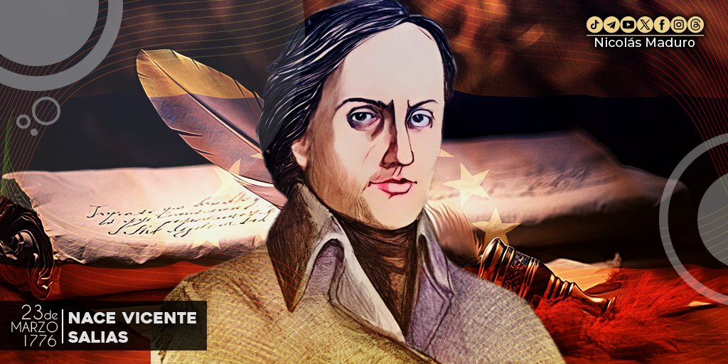 Conmemoramos 248 años del nacimiento de Vicente Salias, uno de los fundadores de la Sociedad Patriótica de Caracas y destacado dirigente de la causa independentista, que se inspiró en la lucha del Pueblo por su libertad para crear la letra de nuestro Himno Nacional. ¡Honor a su